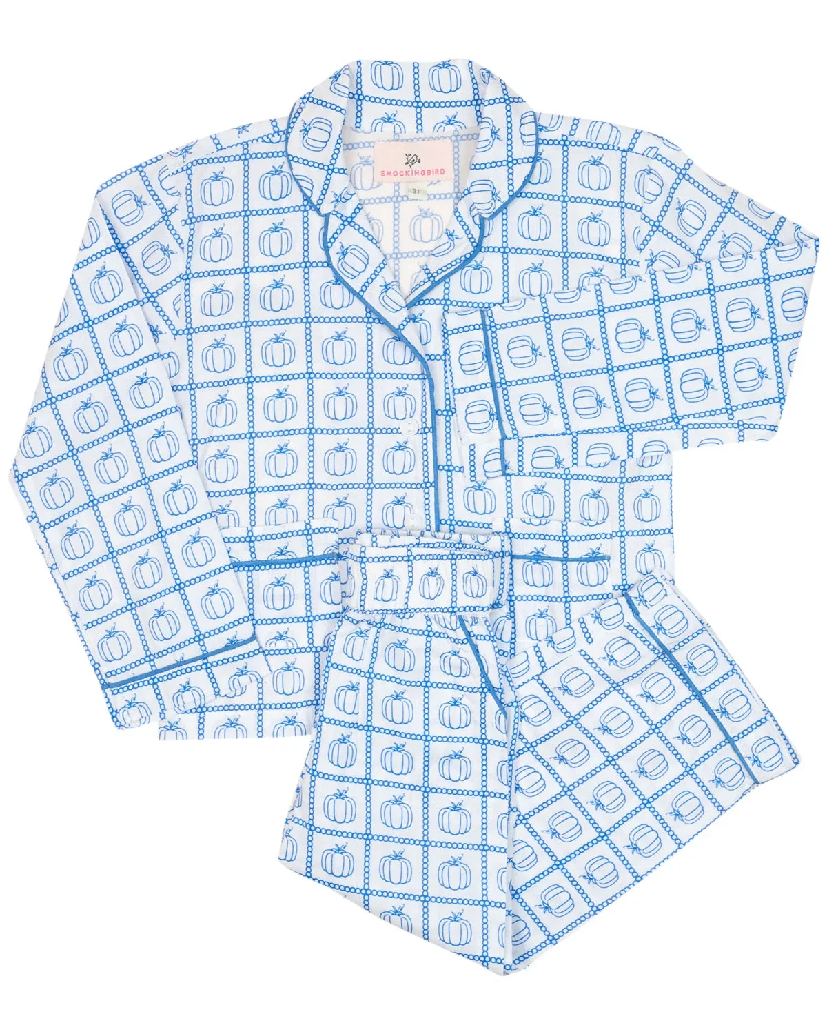 Image of Blue Pumpkin Check Print Pajama Set- FINAL SALE