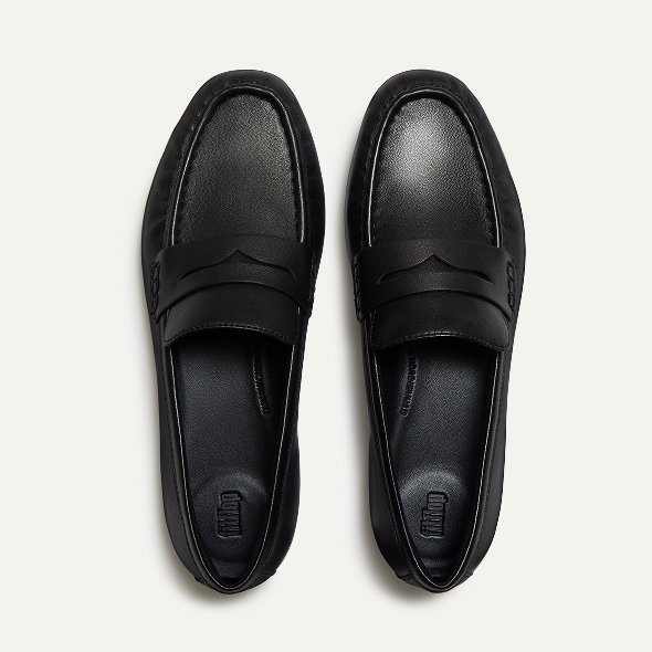 DELICATO Leather Loafers - All Black