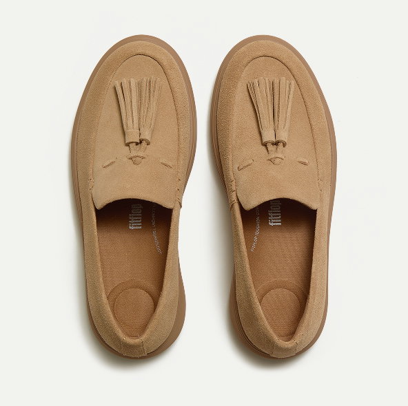 IQ-COMFF SUEDE TASSEL LOAFERS - Camel