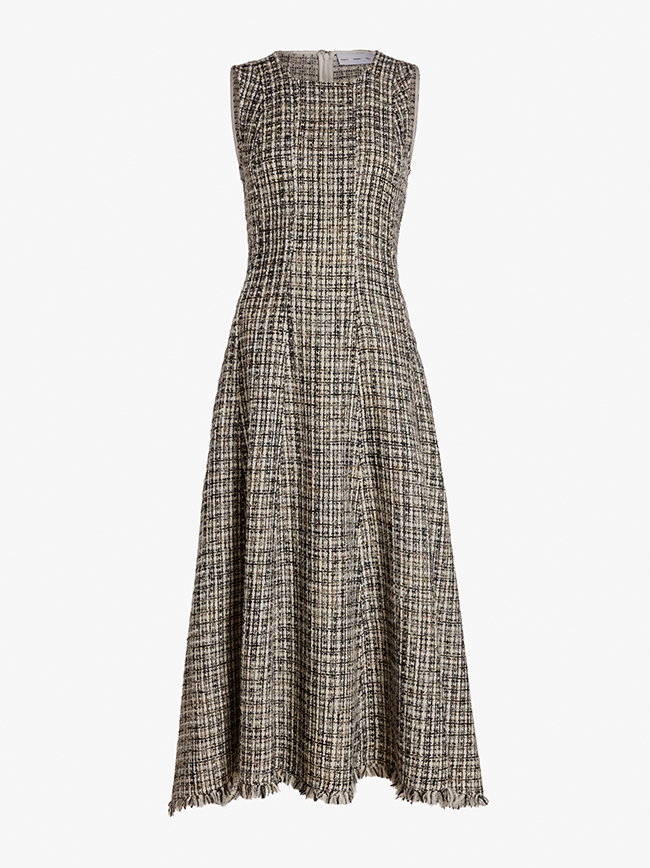 Beatrix Dress in Tweed in black/White