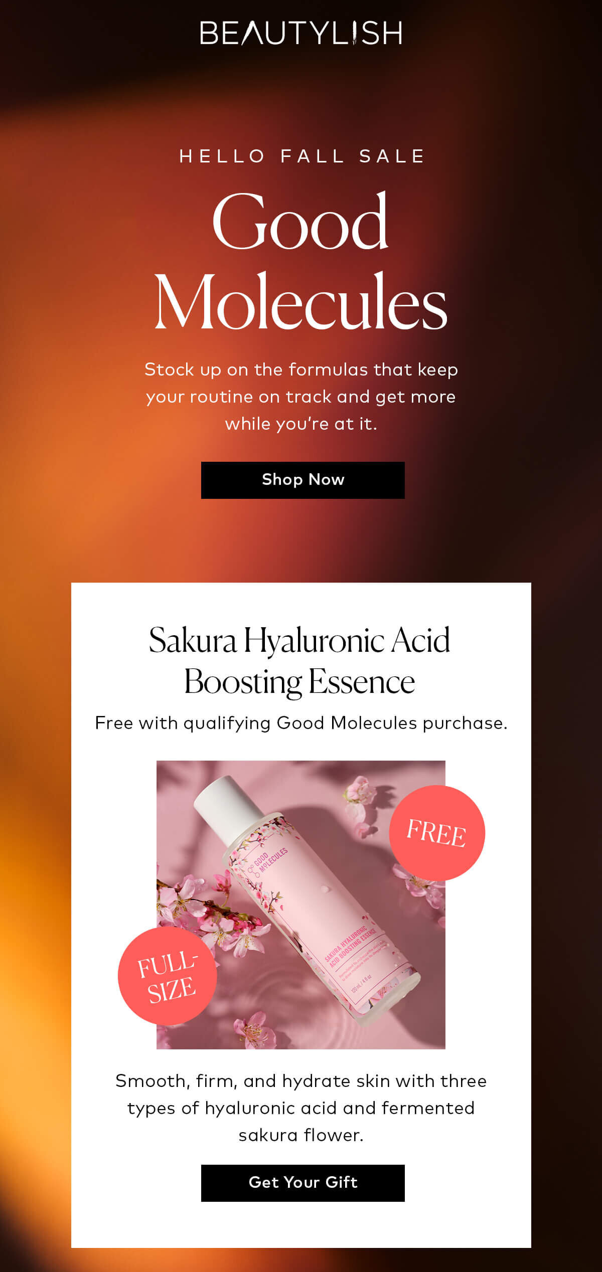 Stock up on the formulas that keep your routine on track and get more while you’re at it. Shop Good Molecules and get a free gift with your qualifying purchase on Beautylish.com