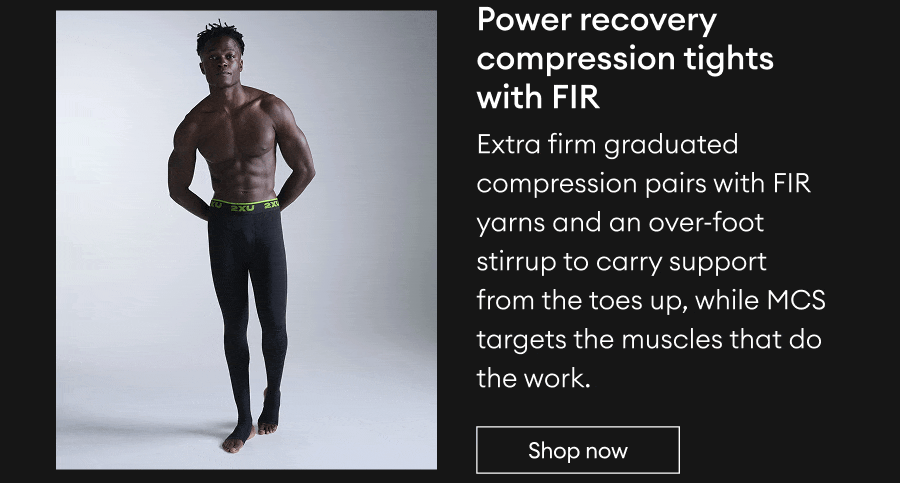 Power recovery compression tights with FIR | Shop now 