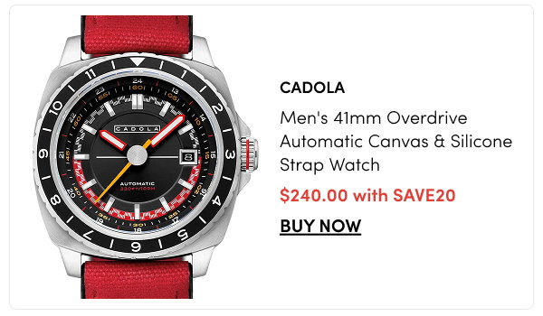 CD-1063-03  Cadola Men's 41mm Overdrive Automatic Canvas & Silicone Strap Watch  $240 with SAVE20