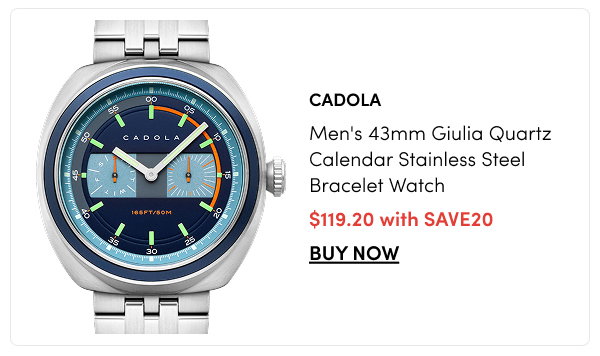 CD-1043-11  Cadola Men's 43mm Giulia Quartz Calendar Stainless Steel Bracelet Watch  $119.20 with SAVE20