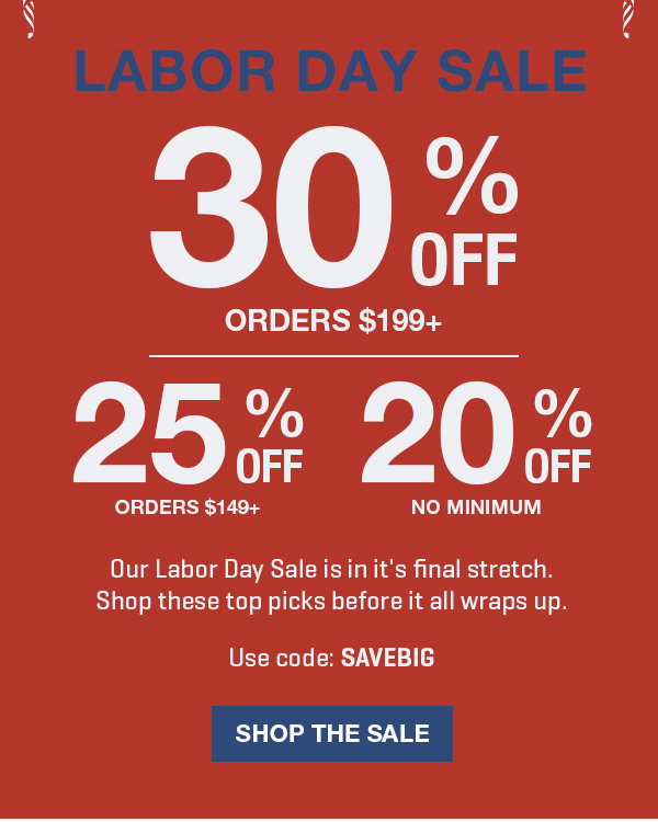Labor Day Sale starts NOW: Get up to 30% off.
