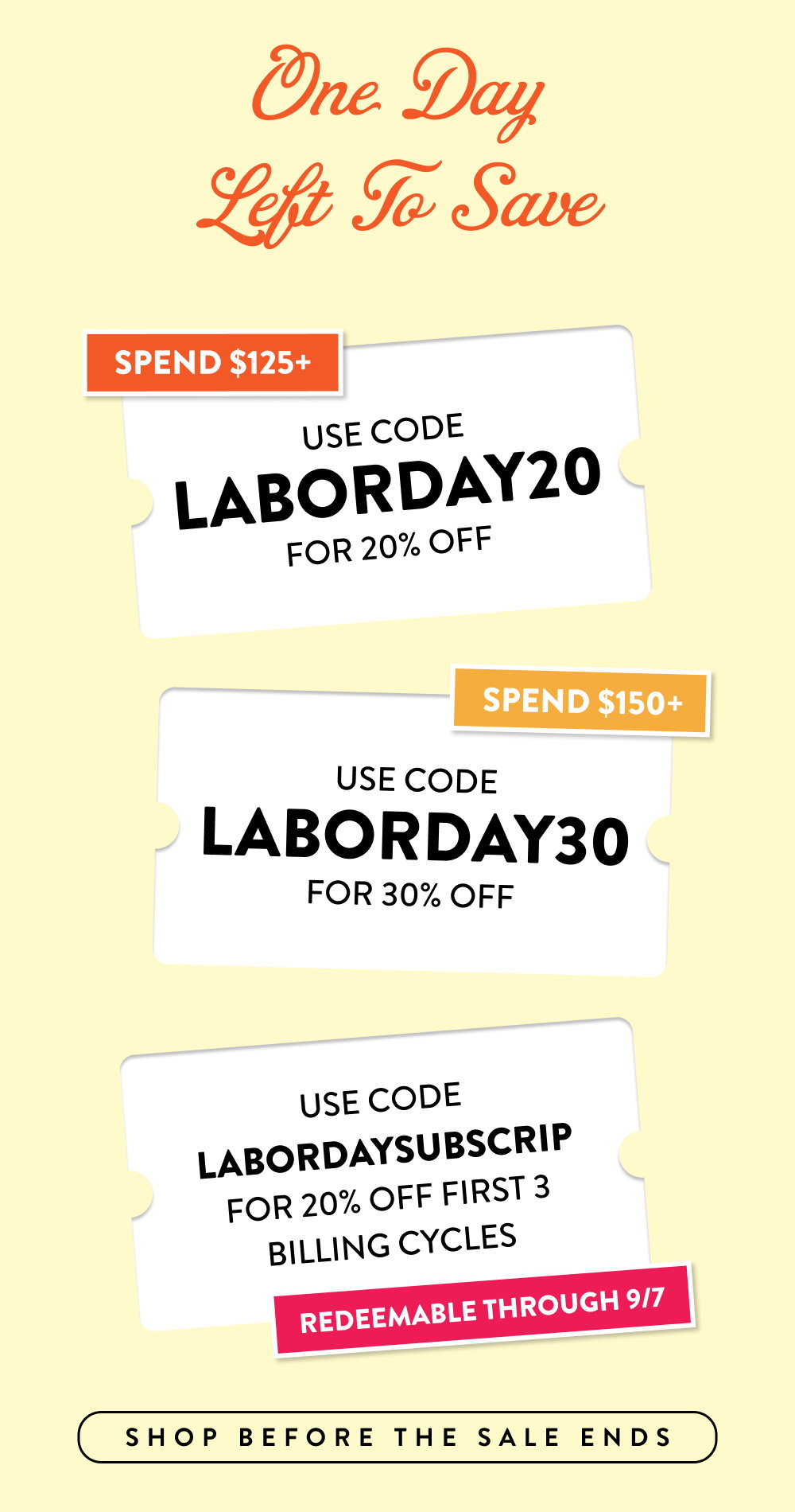 One Day Left To Save.