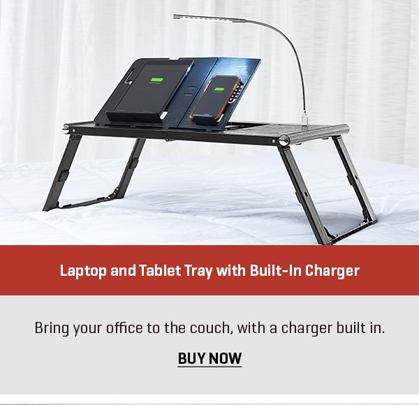 Laptop and Tablet Tray with Built-In Charger by Sharper Image