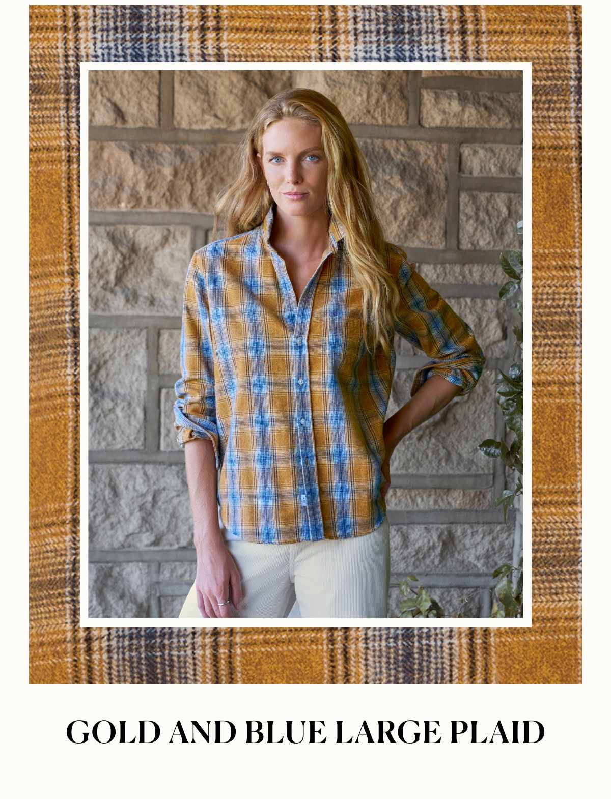 gold and blue large plaid