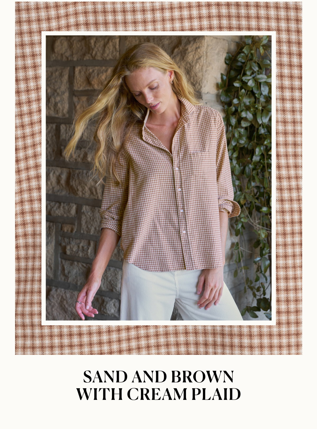 sand and brown with cream plaid