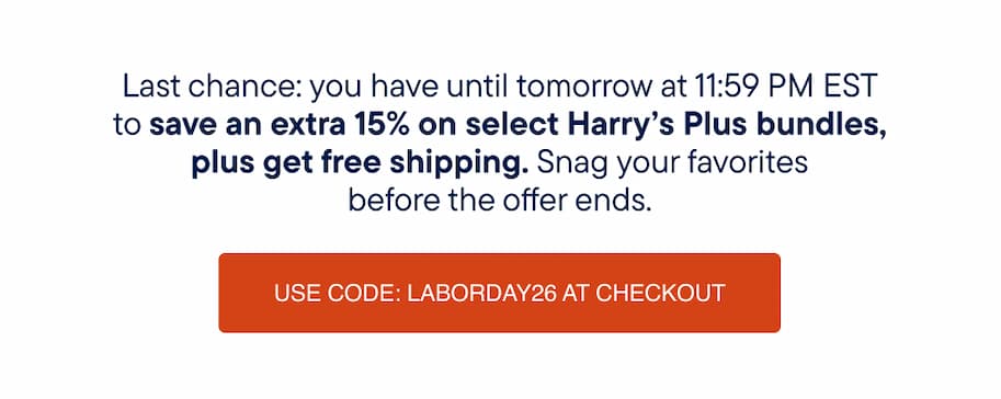 Get an additional 15% off Harry's original bundles plus free shipping