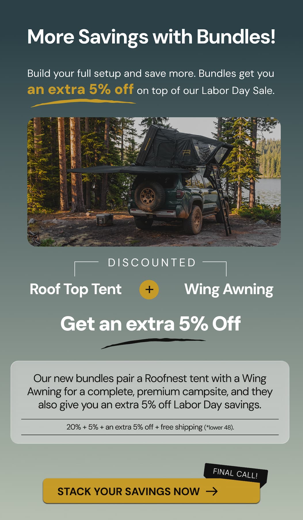 New Bundles! Get a tent paired with a new wing awning
