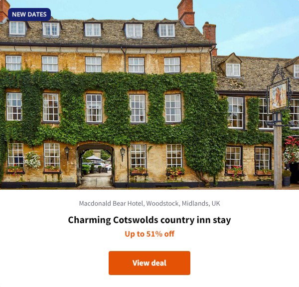 Charming Cotswolds country inn stay