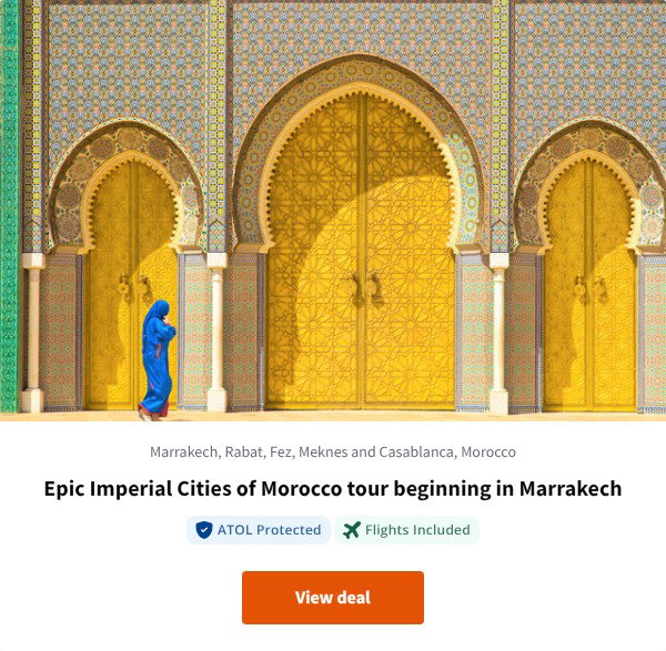 Epic Imperial Cities of Morocco tour beginning in Marrakech