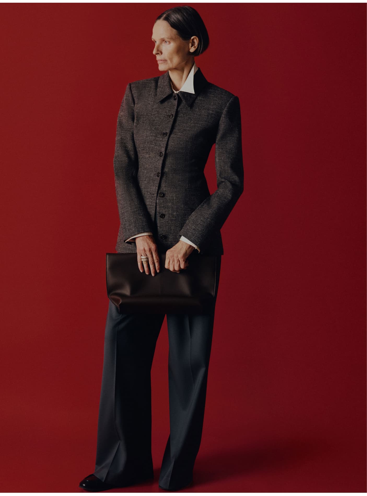 Collared Blazer in Textured Cotton Wool