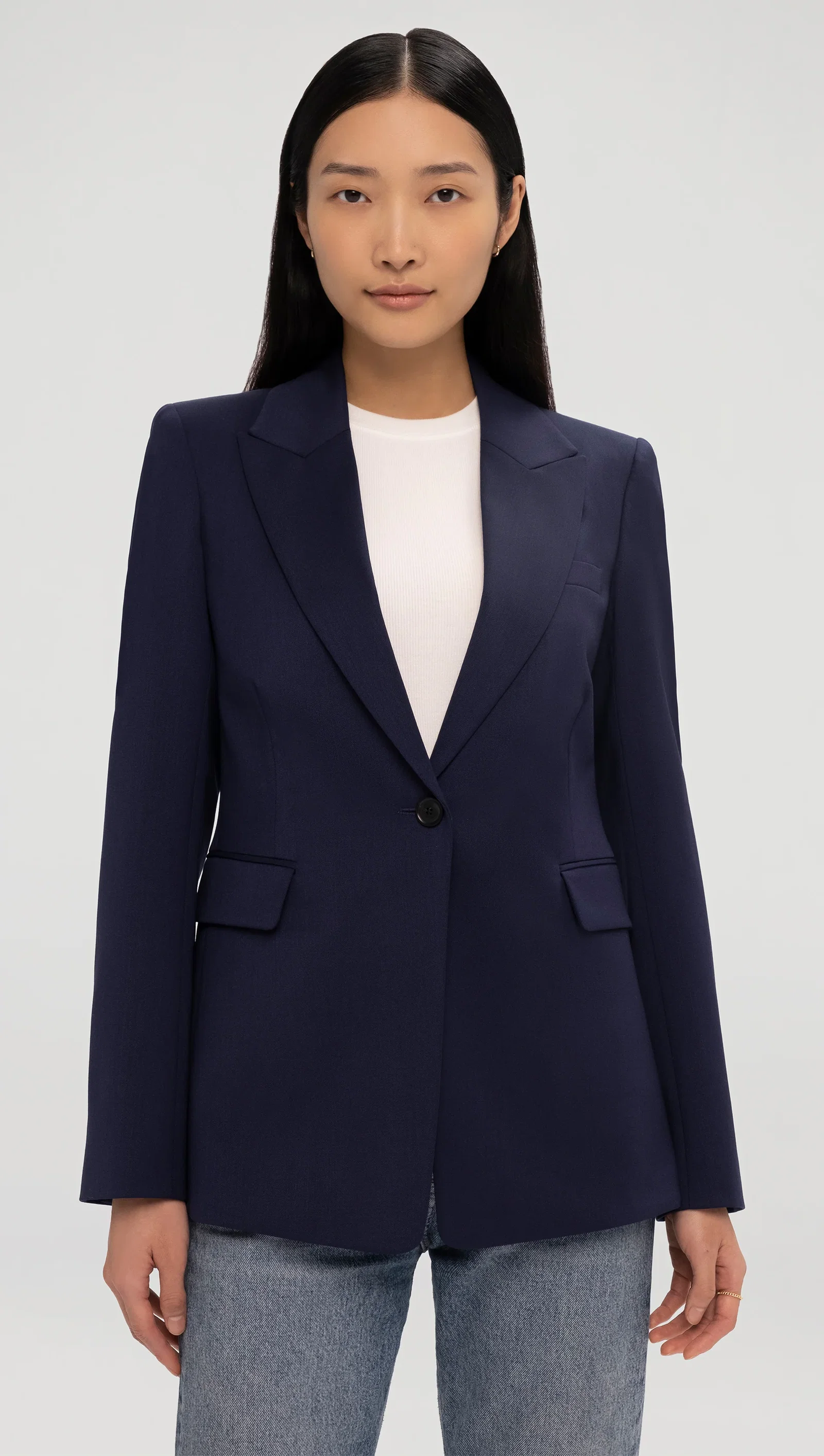 Image of Single Button Blazer in Seasonless Wool | Navy