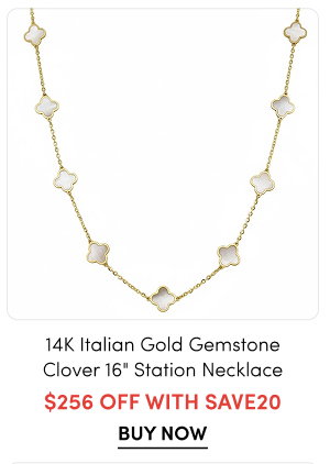 14K Italian Gold Gemstone Clover 16" Station Necklace $256 OFF with SAVE20