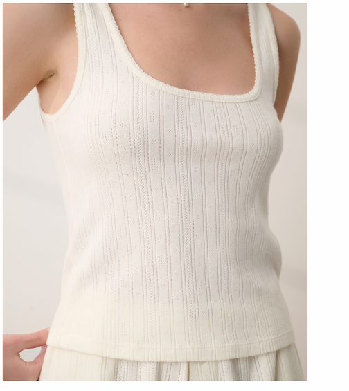 pointelle scoop neck tank 