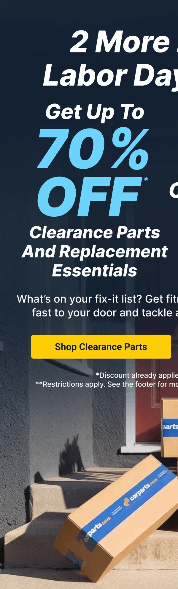 Get Up To 70% OFF Clearance Parts And Replacement Essentials