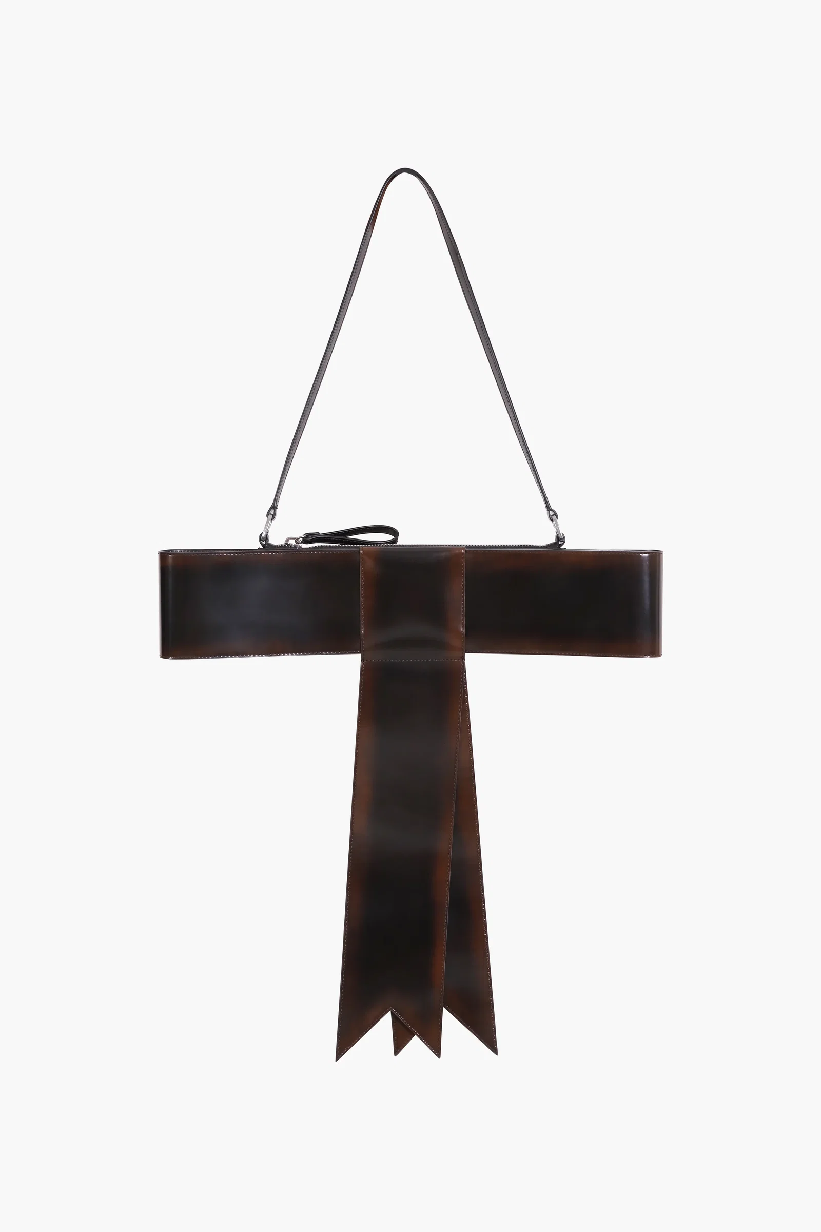 Image of BOW BAG IN BRUSHED BROWN SPAZZOLATO