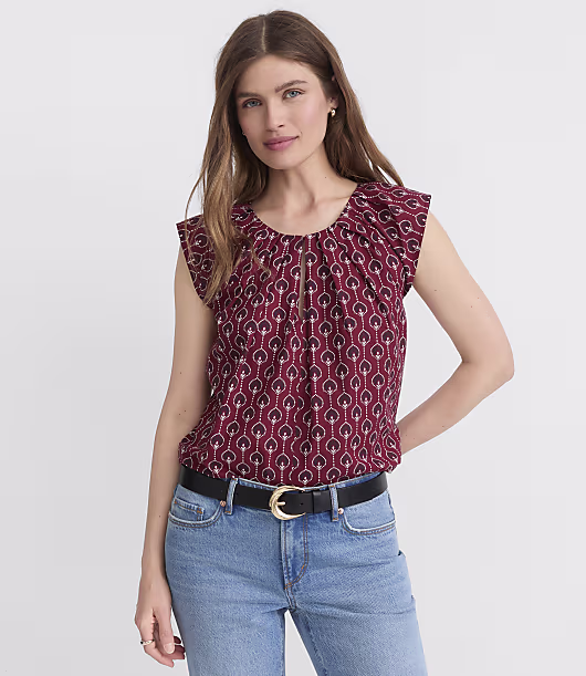 Lotus Flower Pleated Keyhole Top