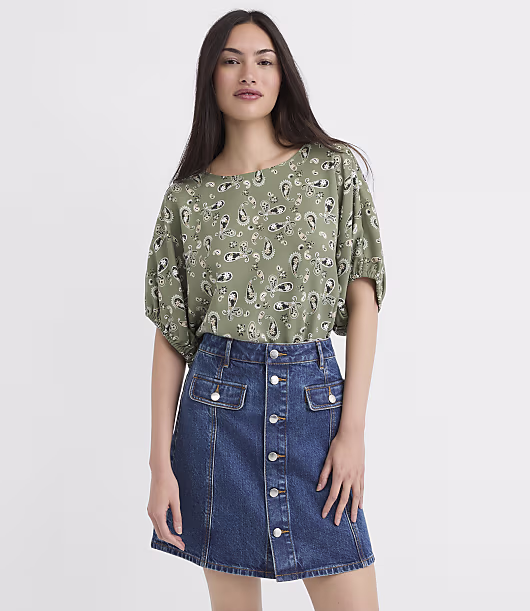 Bandana Print Cinched Dolman Top