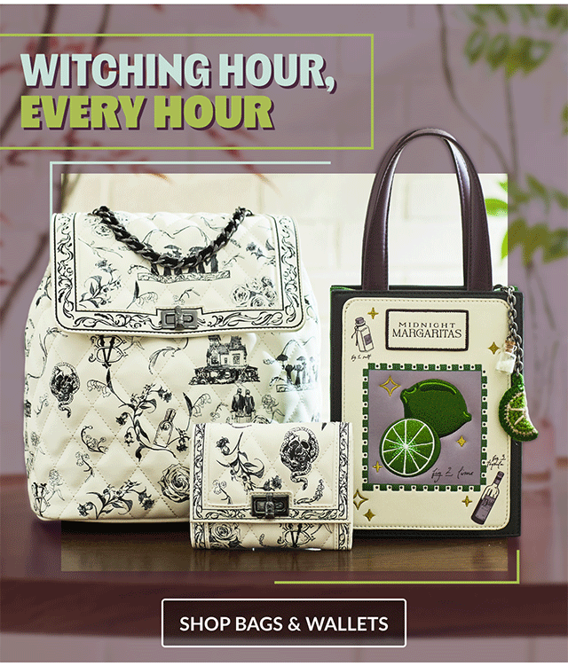 Witching hour, every hour. Shop Bags and Wallets