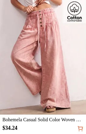 Bohemela Casual Solid Color Woven...