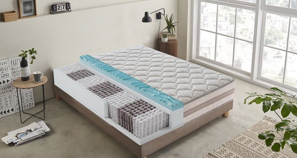 Matelas à ressorts ensachés et gel mémoire 13 zones