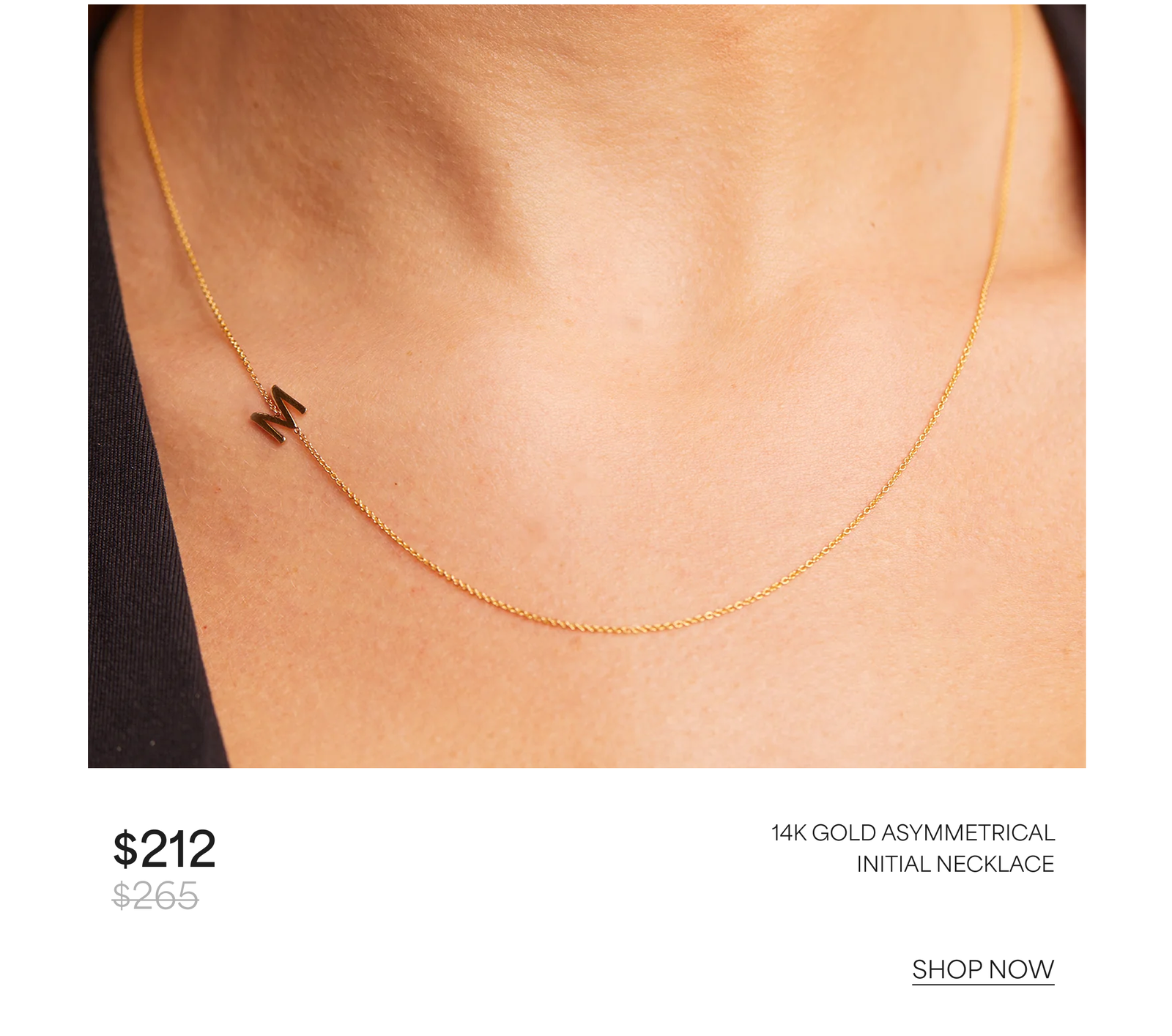 14k Gold Asymmetrical Initial Necklace