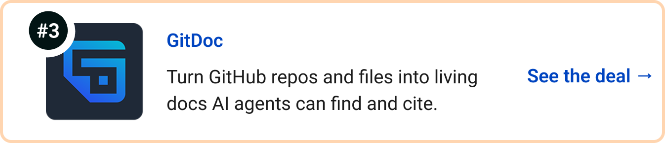 GitDoc - Turn GitHub repos and files into living docs AI agents can find and cite. See the deal →