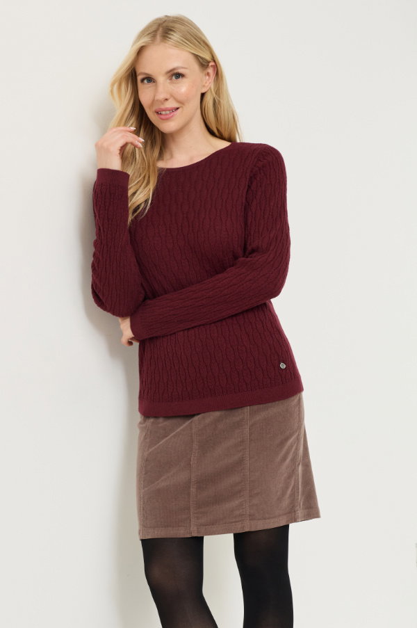 Feinstrick-Pullover mit Zopfmuster