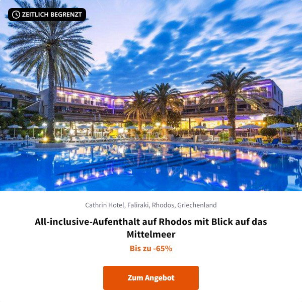All-inclusive-Aufenthalt auf Rhodos mit Blick auf das Mittelmeer