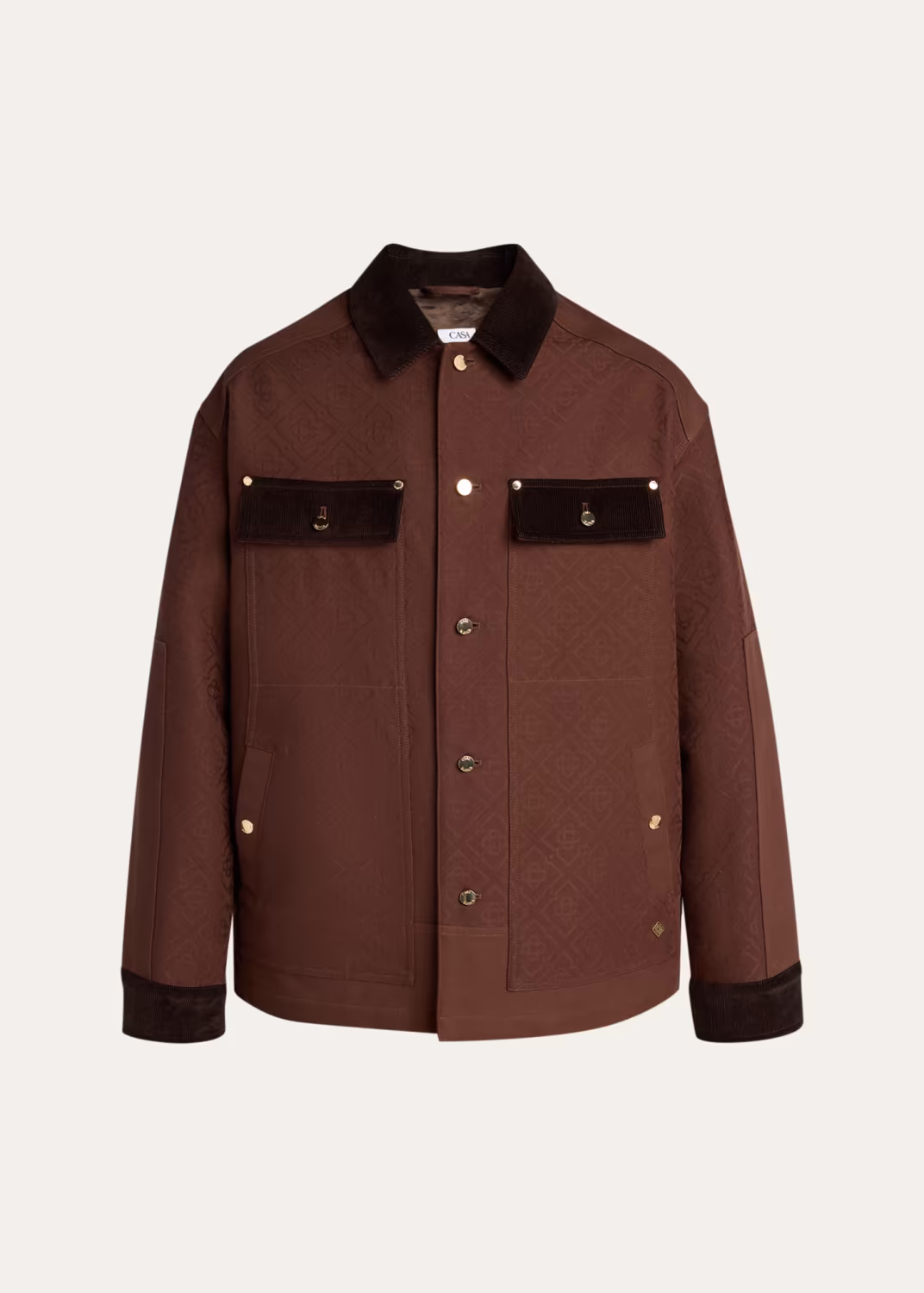 Men's Cotton Monogram Corduroy-Trim Shirt Jacket