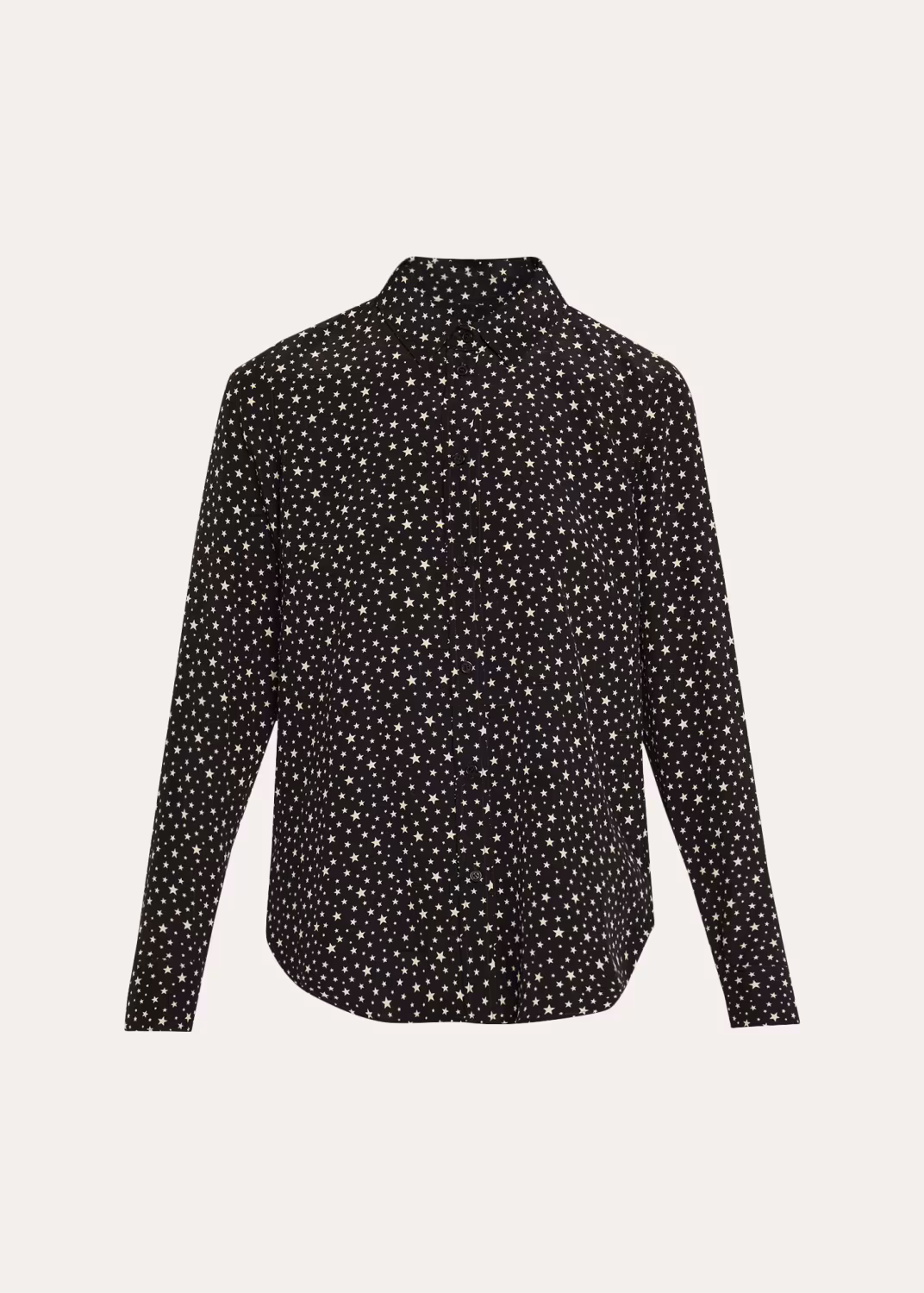 Spotted Silk Button-Down Blouse
