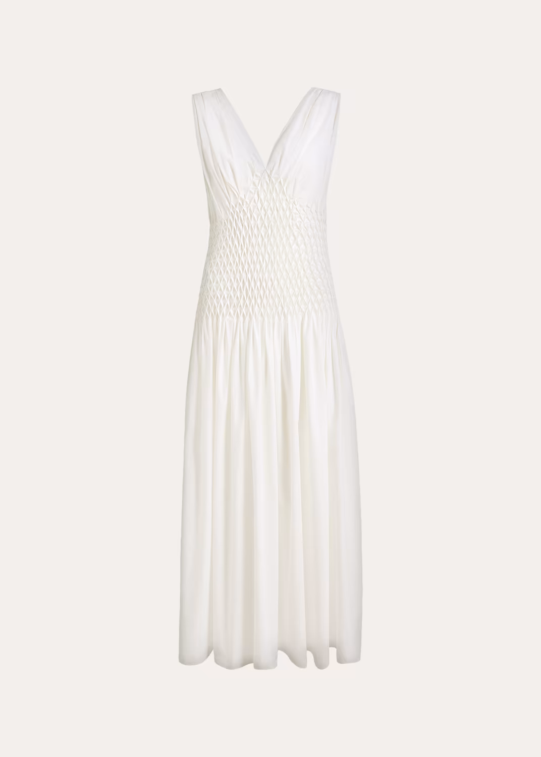 Nola Sleeveless Diamond Pleat Cotton Ankle Dress