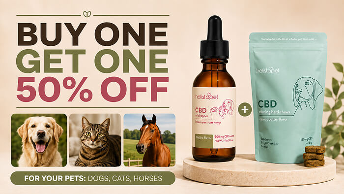 Labor Day sale: buy one, get one 50% off on CBD for dogs, cats and horses