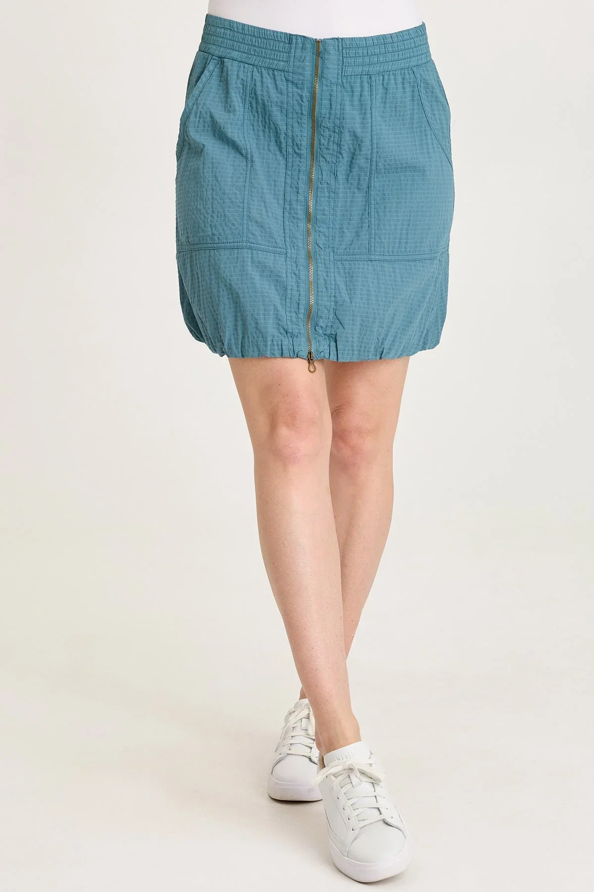 Image of Corwyn Textured Zip-Front Mini Skirt