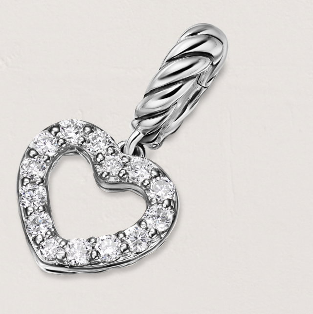 PDP_Micro Pavé Open Heart AmuletSterling Silver with Diamonds, 6.8mm
