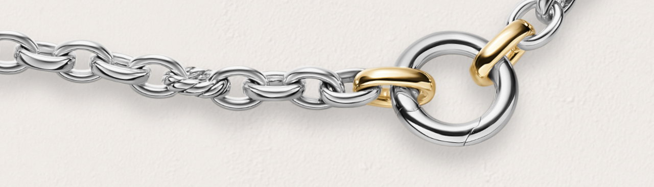 PDP_DY Mercer® Petite Chain NecklaceSterling Silver with 18K Yellow Gold, 4.5mm
