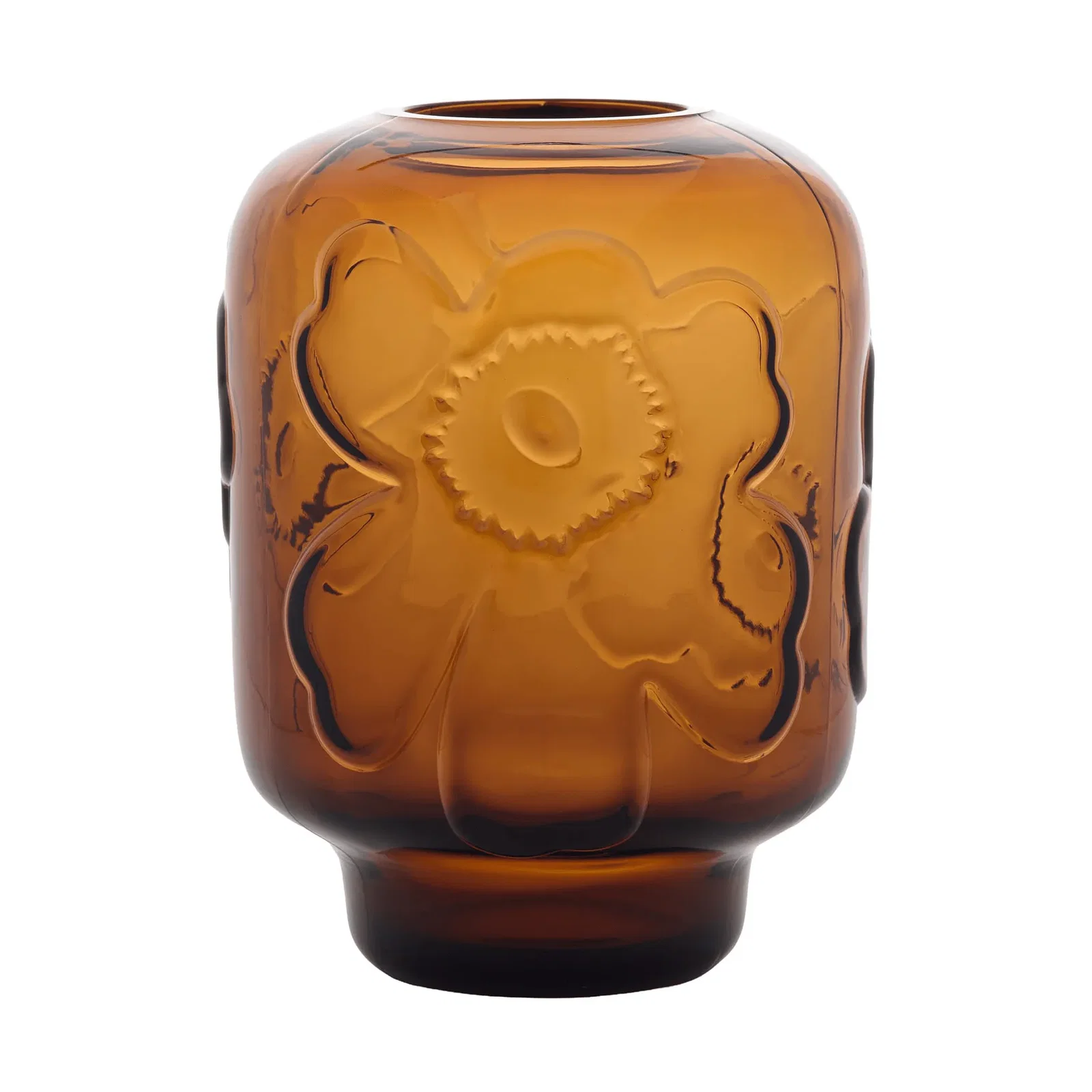 Unikko glass vase Cognac, 18 cm