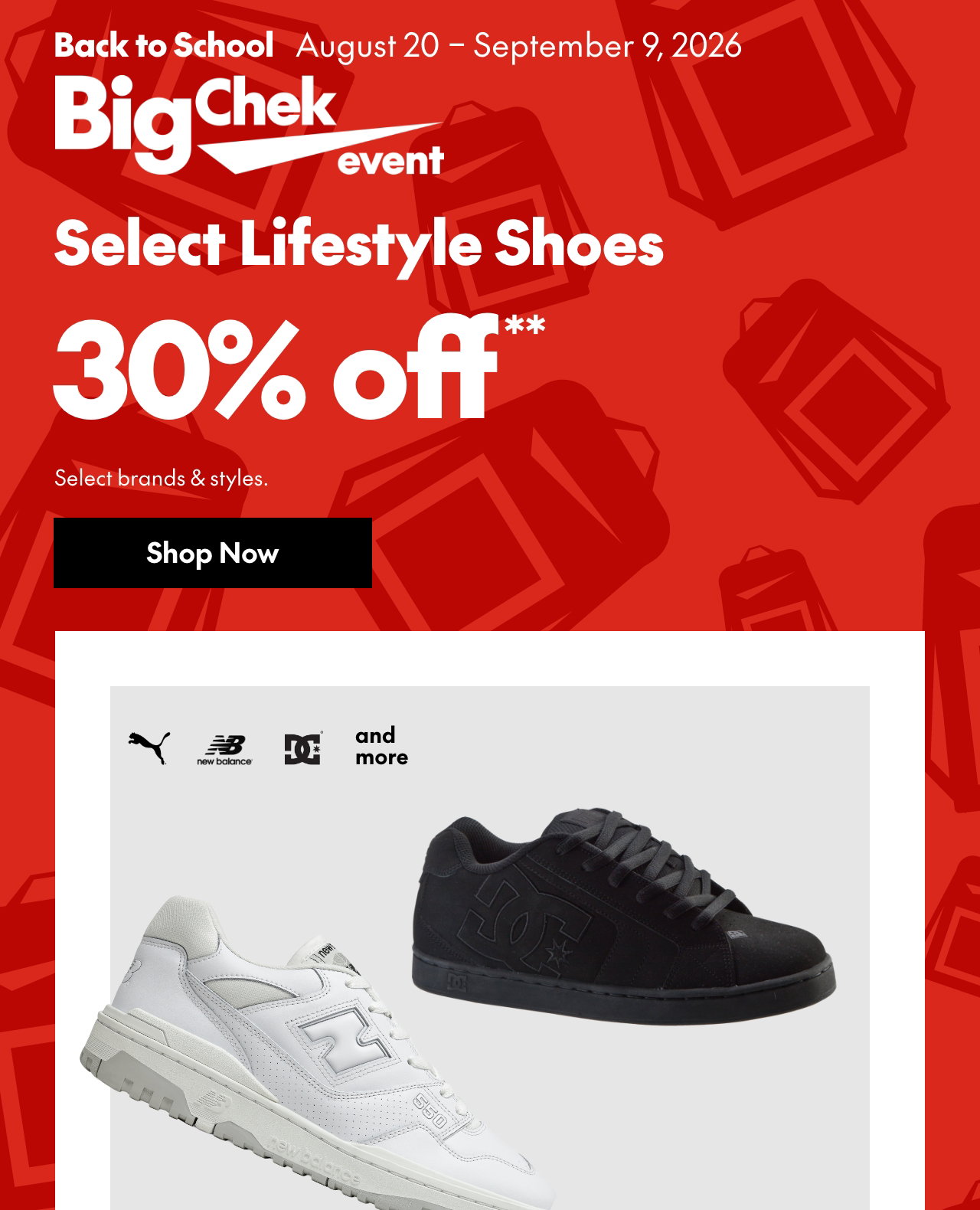 Select Lifestyle Shoes
30% off**
Select styles.