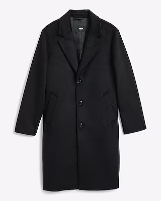 Black Wool-Blend Topcoat