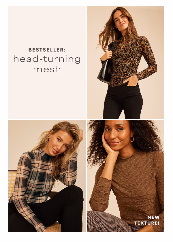 Bestseller: Head-turning mesh. New texture! Models wearing maurices clothing.