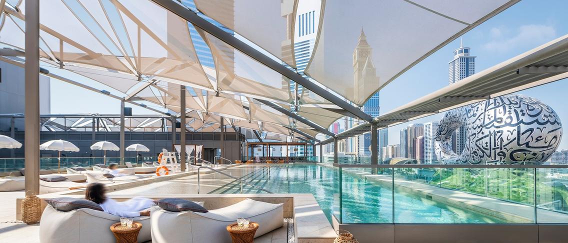 Dubai Luxury Oasis with Daily Breakfast, Nightly Dinner, AED100 Spa Credit & Rooftop Pool