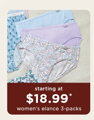starting at $18.99 / women's elance 3-packs
