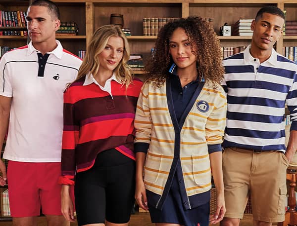 group shot of men and women in a library in Jockey apparel