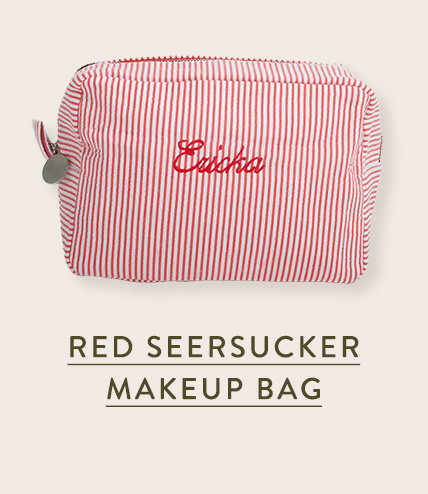 Red Seersucker Makeup bag 