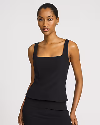 Square Neck Tailored Tank in Studio Stretch Twill