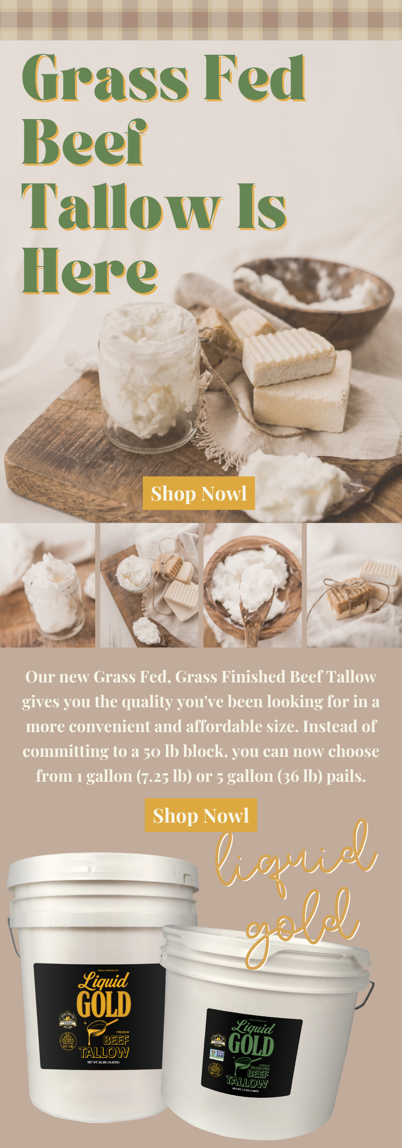 Grass Fed Beef Tallow in Smaller Sizes