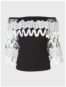 Black & White Off The Shoulder Jersey & Lace Top